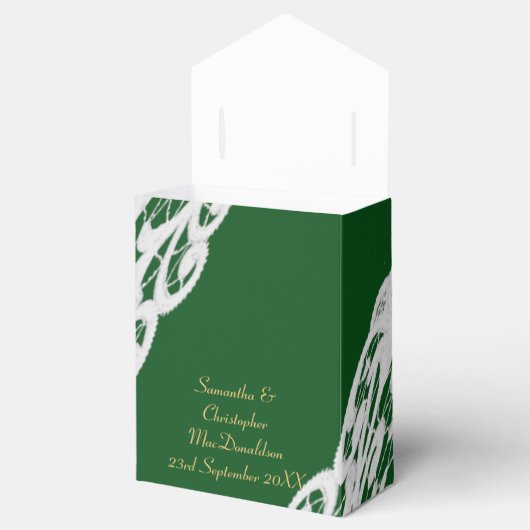 Groene zwarte en goudvochtige witte vlek bruiloft bedankdoosjes (Geopend)