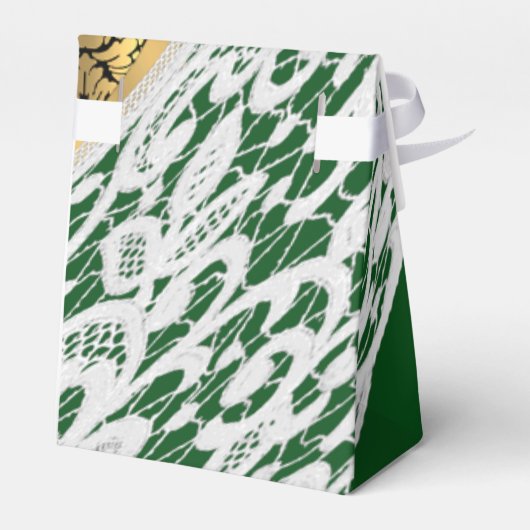 Groene zwarte en goudvochtige witte vlek bruiloft bedankdoosjes (Achterkant)