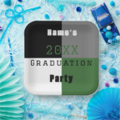 Groene zwarte en witte aangepaste graduatie-partij papieren bordje (Feest)