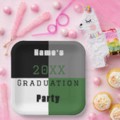 Groene zwarte en witte aangepaste graduatie-partij papieren bordje (Feest)