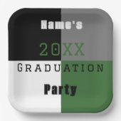 Groene zwarte en witte aangepaste graduatie-partij papieren bordje (Voorkant)