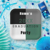 Groene zwarte en witte aangepaste graduatie-partij papieren bordje (Feest)