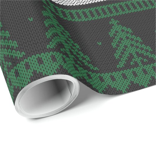 Groene zwarte en witte bomen en sneeuwvlokken cadeaupapier (Rol Hoek)