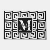 Groene zwarte en witte monogram met rendy elegant deurmat (Voorkant)