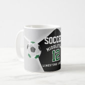 Groene, zwarte en witte ⚽ sport koffiemok (Voorkant links)