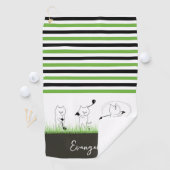 Groene, zwarte en witte strepe kat Golfer Golfhanddoek (Insitu)