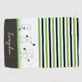 Groene, zwarte en witte strepe kat Golfer Golfhanddoek (Horizontaal)