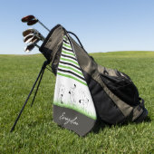 Groene, zwarte en witte strepe kat Golfer Golfhanddoek (Groen)