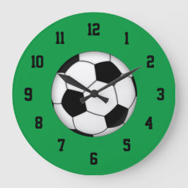 Groene, zwarte en witte voetbalklok grote klok