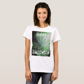 Groene Zwarte Enge Griezelen Spinnenweb T-shirt (Voorkant volledig)