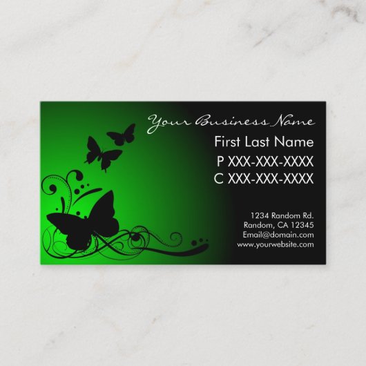 Groene zwarte fade vlinder wervelt visitekaartjes (Voorkant)