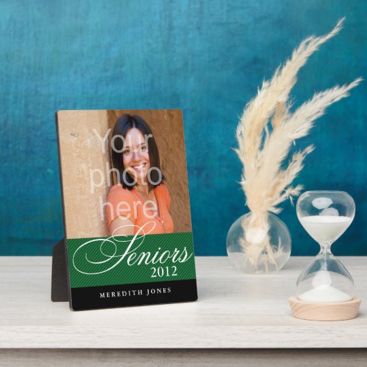 Groene zwarte foto van afstuderen met platte senio fotoplaat (Zijkant)