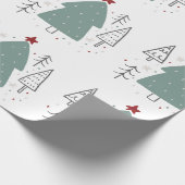 Groene zwarte geïllustreerde kerst cadeaupapier (Hoek)