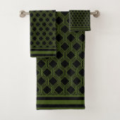 Groene zwarte Geometric Pattern Bath Towel set Bad Handdoek (Insitu)