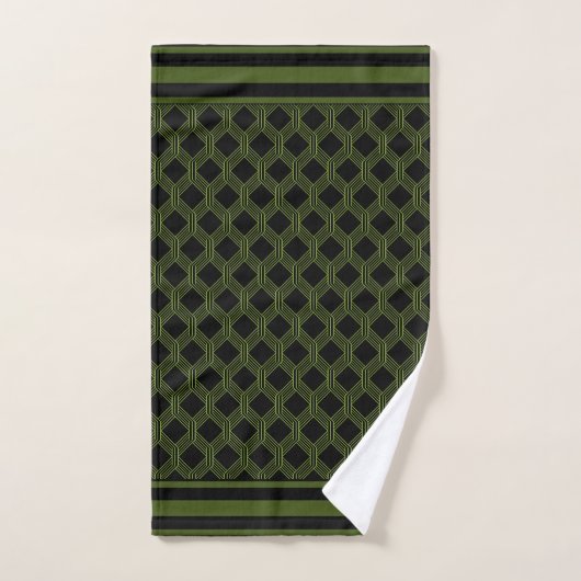 Groene zwarte Geometric Pattern Bath Towel set Bad Handdoek (Handdoek)