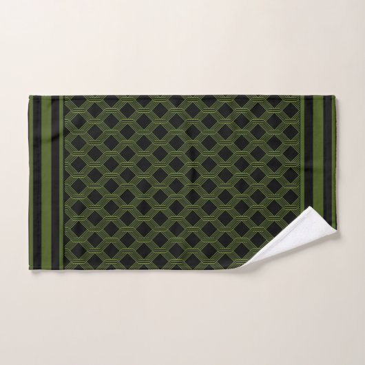 Groene zwarte Geometric Pattern Bath Towel set Bad Handdoek (Handdoek)