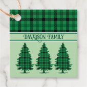 Groene Zwarte Gezellige Tartan Pine Bomen Bedankjes Labels (Voorkant)