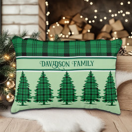Groene Zwarte Gezellige Tartan Pine Bomen Kussen