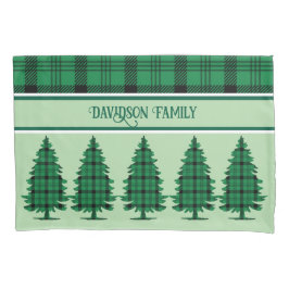 Groene Zwarte Gezellige Tartan Pine Bomen Kussensloop