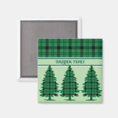 Groene Zwarte Gezellige Tartan Pine Bomen Magneet (Voorkant / Achterkant)