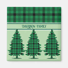 Groene Zwarte Gezellige Tartan Pine Bomen Magneet