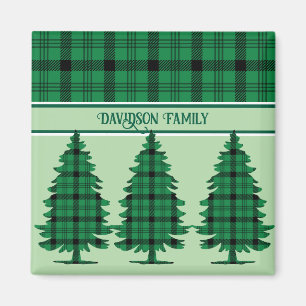 Groene Zwarte Gezellige Tartan Pine Bomen Magneet
