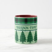 Groene Zwarte Gezellige Tartan Pine Bomen Mok (Midden)