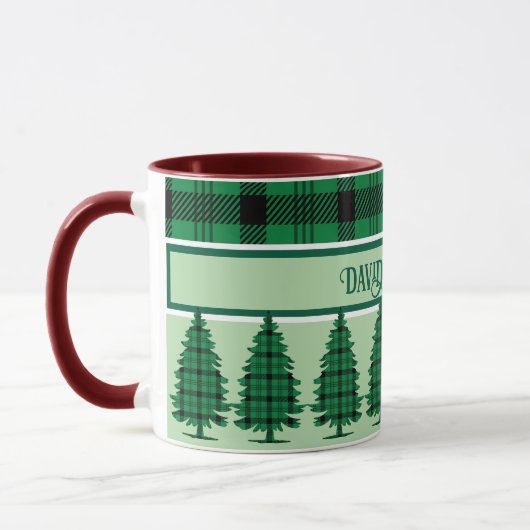 Groene Zwarte Gezellige Tartan Pine Bomen Mok (Links)