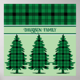 Groene Zwarte Gezellige Tartan Pine Bomen Poster