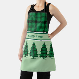 Groene Zwarte Gezellige Tartan Pine Bomen Schort