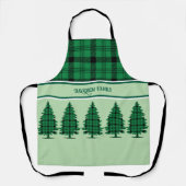 Groene Zwarte Gezellige Tartan Pine Bomen Schort (Voorkant)