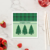 Groene Zwarte Gezellige Tartan Pine Bomen Servet (Insitu)