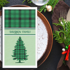 Groene Zwarte Gezellige Tartan Pine Bomen Servet