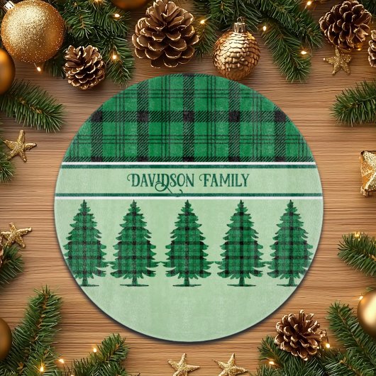 Groene Zwarte Gezellige Tartan Pine Bomen Snijplank