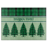 Groene Zwarte Gezellige Tartan Pine Bomen Snijplank (Voorkant)