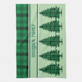 Groene Zwarte Gezellige Tartan Pine Bomen Theedoek (Verticaal)