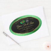 Groene zwarte Glitter-productlabels Ladybug-Logo Ovale Sticker (Envelop)