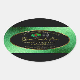 Groene zwarte Glitter-productlabels Ladybug-Logo Ovale Sticker