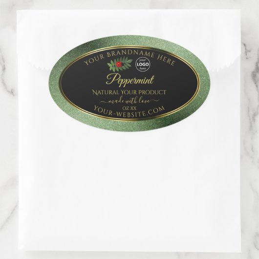 Groene zwarte Glitter-productlabels Ladybug-Logo Ovale Sticker (Tas)