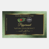 Groene zwarte Glitter-productlabels Ladybug-Logo Rechthoekige Sticker (Voorkant)