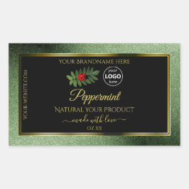 Groene zwarte Glitter-productlabels Ladybug-Logo Rechthoekige Sticker