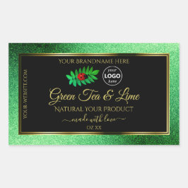 Groene zwarte Glitter-productlabels Ladybug-Logo Rechthoekige Sticker
