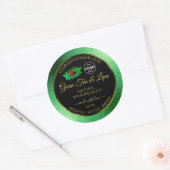 Groene zwarte Glitter-productlabels Ladybug-Logo Ronde Sticker (Envelop)