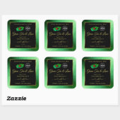 Groene zwarte Glitter-productlabels Ladybug-Logo Vierkante Sticker (Vel)