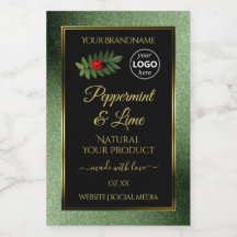 Groene zwarte Glitter-productlabels Ladybug-Logo