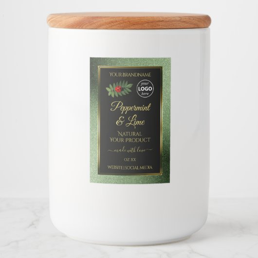 Groene zwarte Glitter-productlabels Ladybug-Logo Voedselcontainer Etiket (Voorkant)