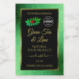 Groene zwarte Glitter-productlabels Ladybug-Logo Voedselcontainer Etiket