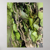 Groene zwarte goudzwarte unieke alcoholinkt poster (Voorkant)