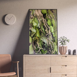 Groene zwarte goudzwarte unieke alcoholinkt poster