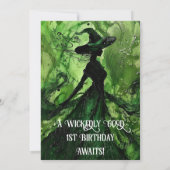 Groene zwarte heks heeft een meisje haar eerste ve kaart (Achterkant)